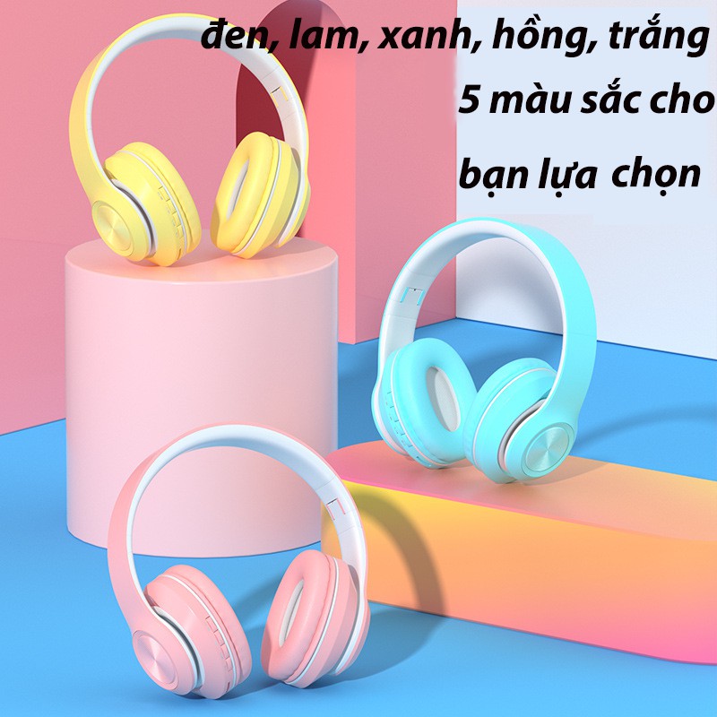 tai nghe Bluetooth headphone chụp tai không dây có mic gaming  ko dây Android laptop pc #11