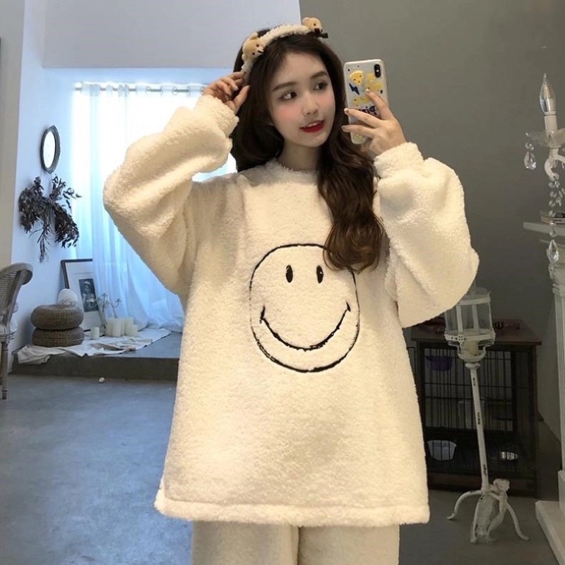 bộ ngủ lót bông ấm áp 2 màu | BigBuy360 - bigbuy360.vn