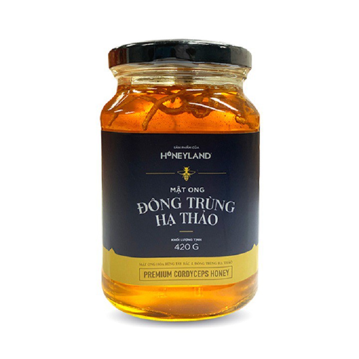 [HoneyLand]_2 chai mật ong Đông Trùng Hạ Thảo (420g/chai) tặng 2 hũ mật ong (250g/hũ) và 1 hộp 60v sữa ong chúa Collagen
