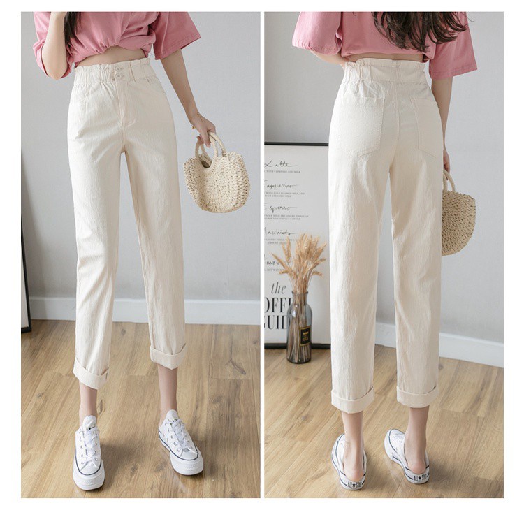 Quần Cotton Lưng Cao Ống Rộng Cá Tính Dành Cho Nữ | BigBuy360 - bigbuy360.vn