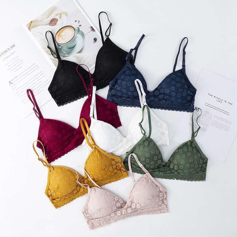 Áo bra ren hoa cúc 2 dây khuy cài sau có đệm ngực 442
