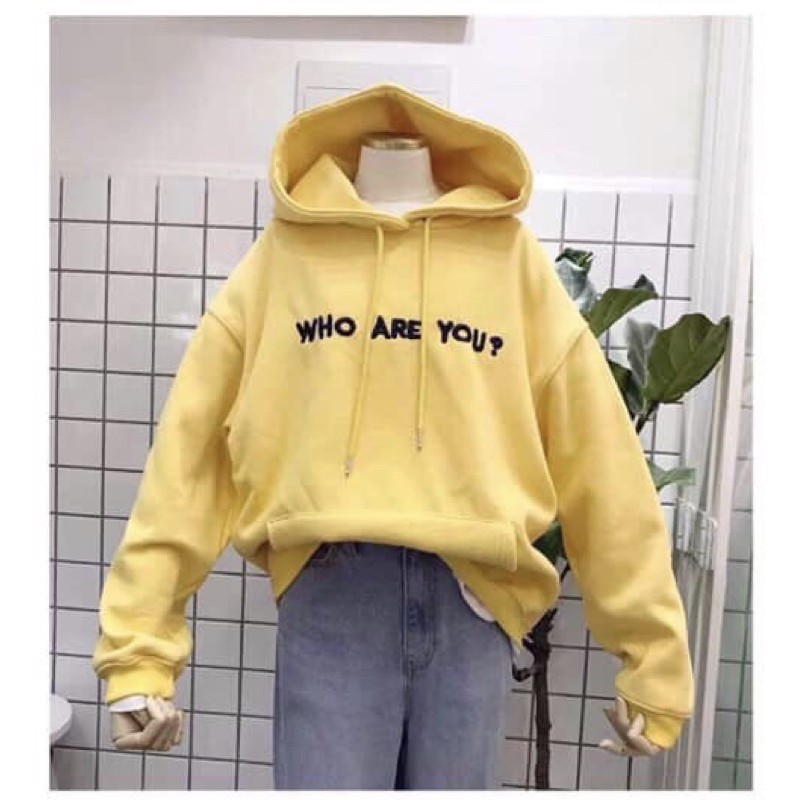 Áo hoodie thêu who are you?