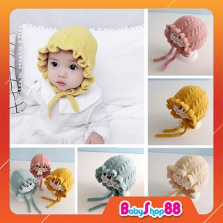 Mũ Len Cho Bé Loại Tai Bèo Buộc Dây