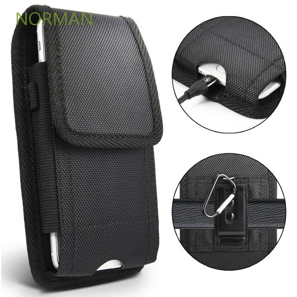 NORMAN Black Phone Pouch For Phone Cell Phone Holster Mobile Phone Bags Vertical Nylon Waist Bag With Belt Clip Pouch Wallet Case/Multicolor