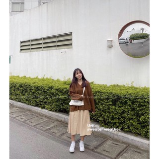 Áo len cổ v oversize AL8
