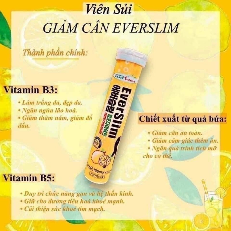 Viên sủi giảm cân FNBio Everslim (4,100mg x 18 viên)