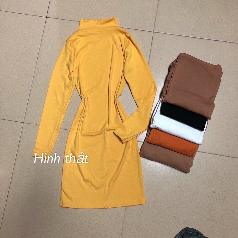 Đầm cổ lọ tay dài ôm body chất thun borip cao cấp chuẩn hàng shop - A5U | BigBuy360 - bigbuy360.vn