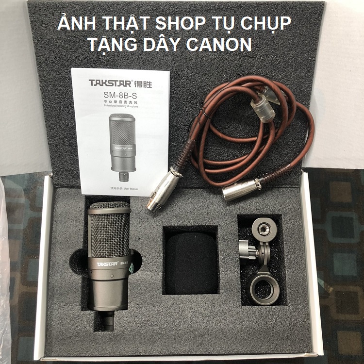 Micro Takstar SM-8B, Tặng Dây Canon - Mic Hát Live Stream Thu Âm Chuyên Nghiệp, Nguồn Phantom 48v, Dây Đầy Đủ