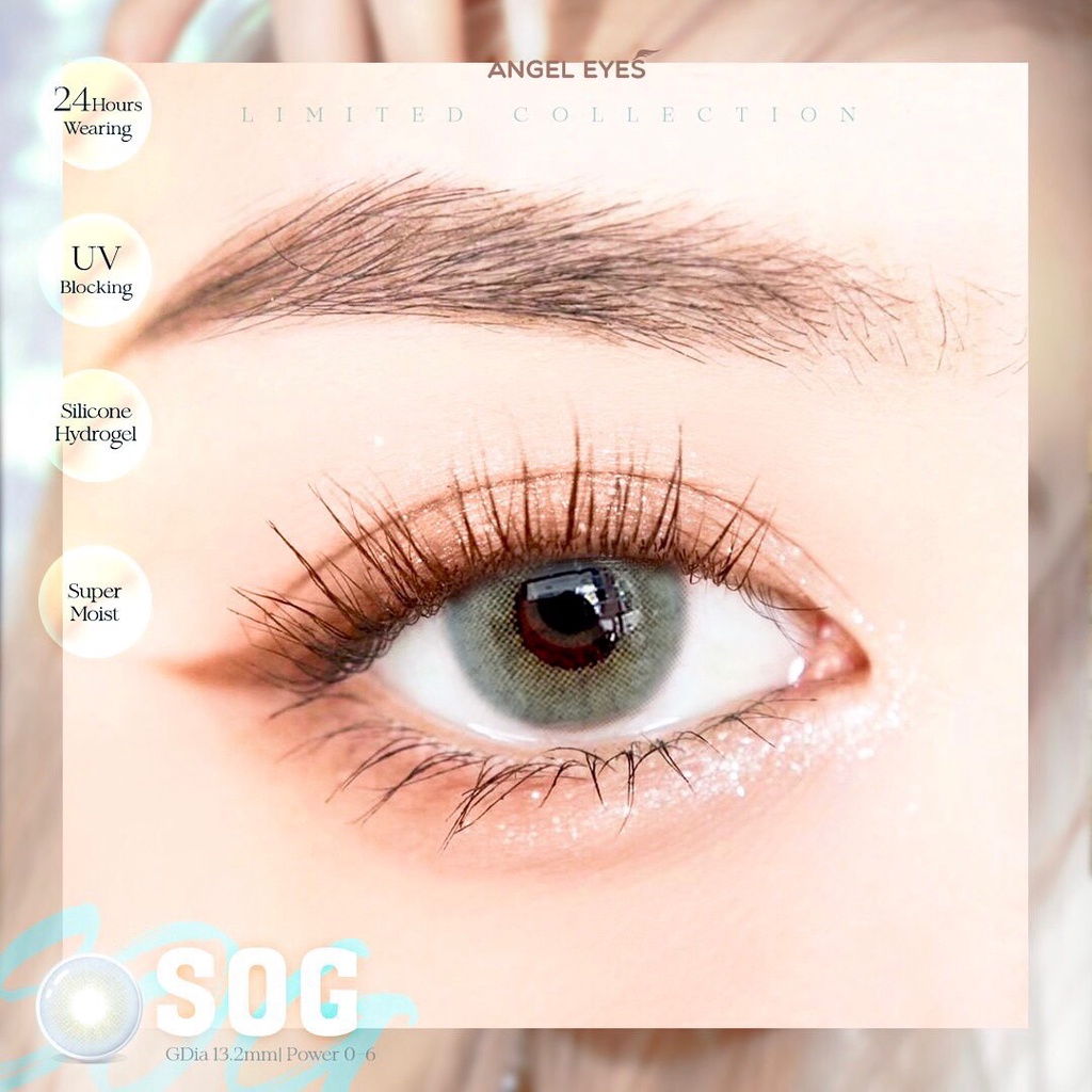 Kính Áp Tròng/ Lens mắt xám siêu tây Silicone Hydrogel VIP SOG 14.2 độ cận 0