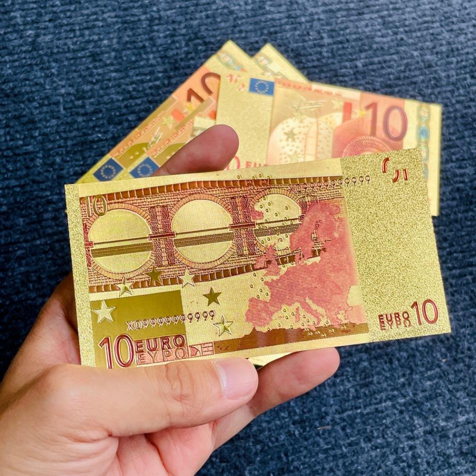 Tờ Tiền Kỉ Niệm 10 EURO Plastic Mạ Vàng Lì Xì Tết May Mắn