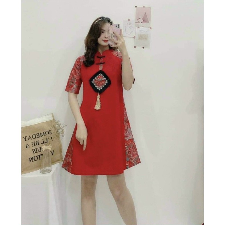 Áo dài cách tân 🎀Mua 1 tặng 1🎀 áo gấm nữ thêu hoa văn cao cấp đẹp mặc tết 2021 - Tặng bao lì xì hoạt hình | BigBuy360 - bigbuy360.vn