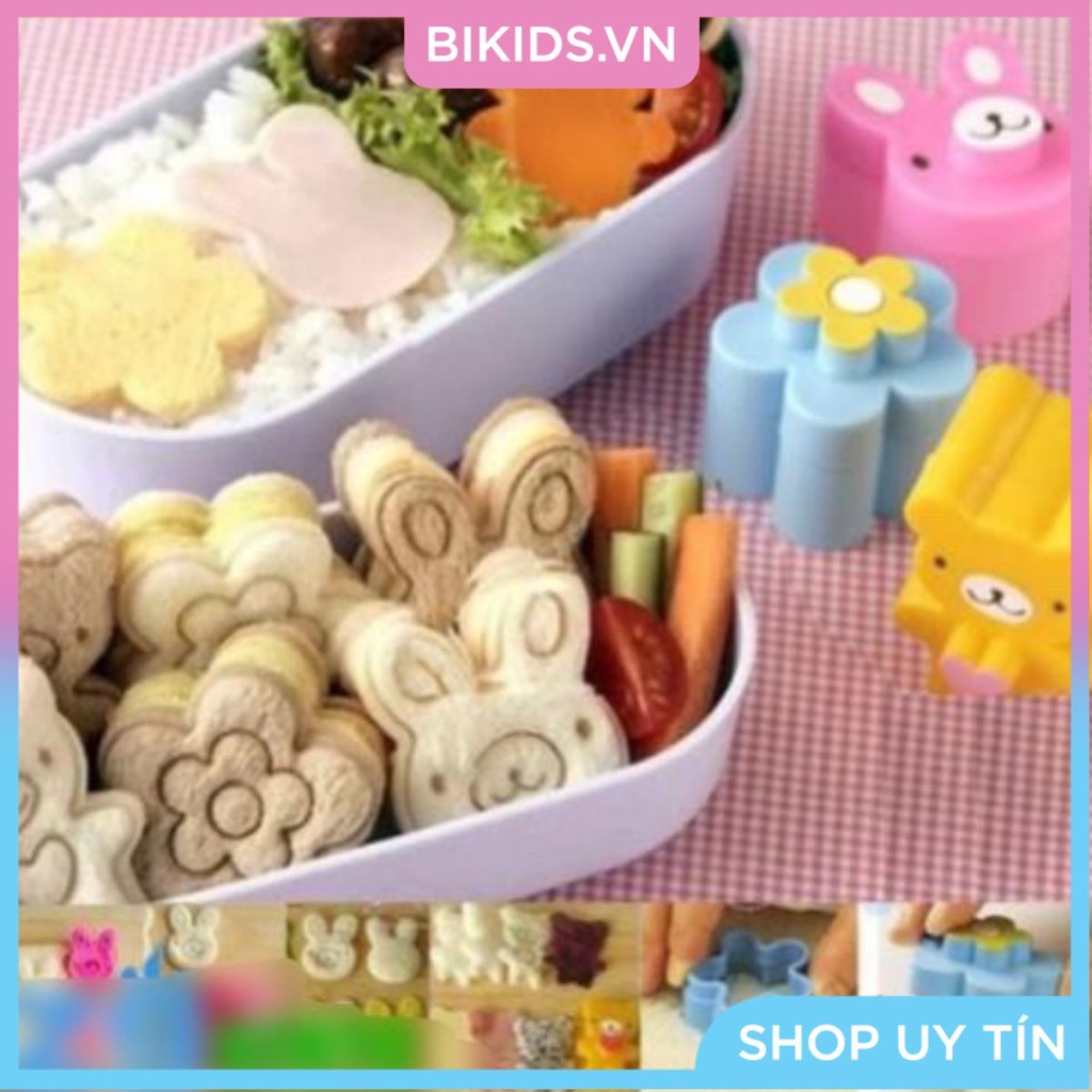BỘ 3 KHUÔN CẮT BÁNH MÌ MINI HOA THỎ GẤU, CẮT CHẢ GIÒ XÚC XÍCH - Cao cấp