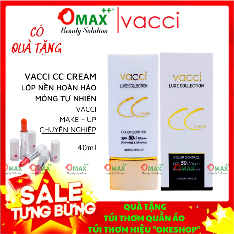CC VACCI -KEM PHẤN NỀN THẾ HỆ MỚI CC CREAM DẠNG TUÝP - SPF50+ PA++