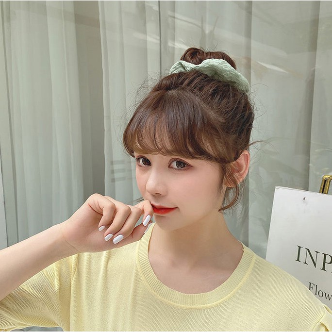 Dây buộc tóc scrunchies, dây cột tóc chun buộc tóc nữ họa tiết trơn đơn giản dễ thương Hàn Quốc P174 - VHT SHOP