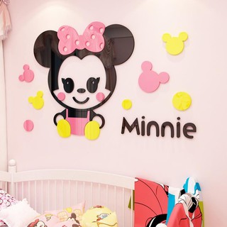 [Hàng VN] Tranh Dán Tường Mica 3D Daisy Donald Mickey Minnie Pluto Trang Trí Mầm Non, Mẫu Giáo, Phòng Cho Bé