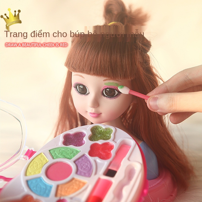 Đồ chơi trang điểm trẻ em, bé gái, quà tặng sinh nhật tại nhà, búp bê Barbie, Đồ chơi chải tóc công chúa làm tóc