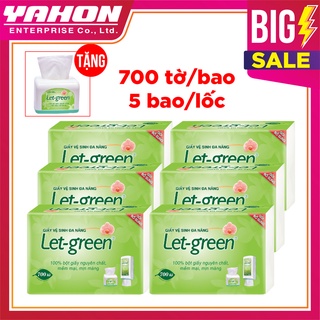 Mua {Tặng hộp nhựa để bàn} BỘ 5 GÓI BỔ SUNG GIẤY VỆ SINH LET-GREEN 10*21 CM 700 TỜ