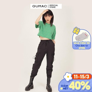 Quần Jogger nữ phối túi GUMAC phong cách hàn quốc màu đen đủ size QB369