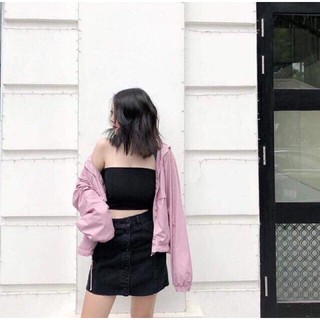 Áo ống thun gân dạng croptop