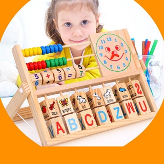 Giáo Cụ Montessori,Kệ Học Chữ Tiếng Anh,Tập Làm Toán Và Xem Đồng Hồ Bằng Gỗ Cho Bé