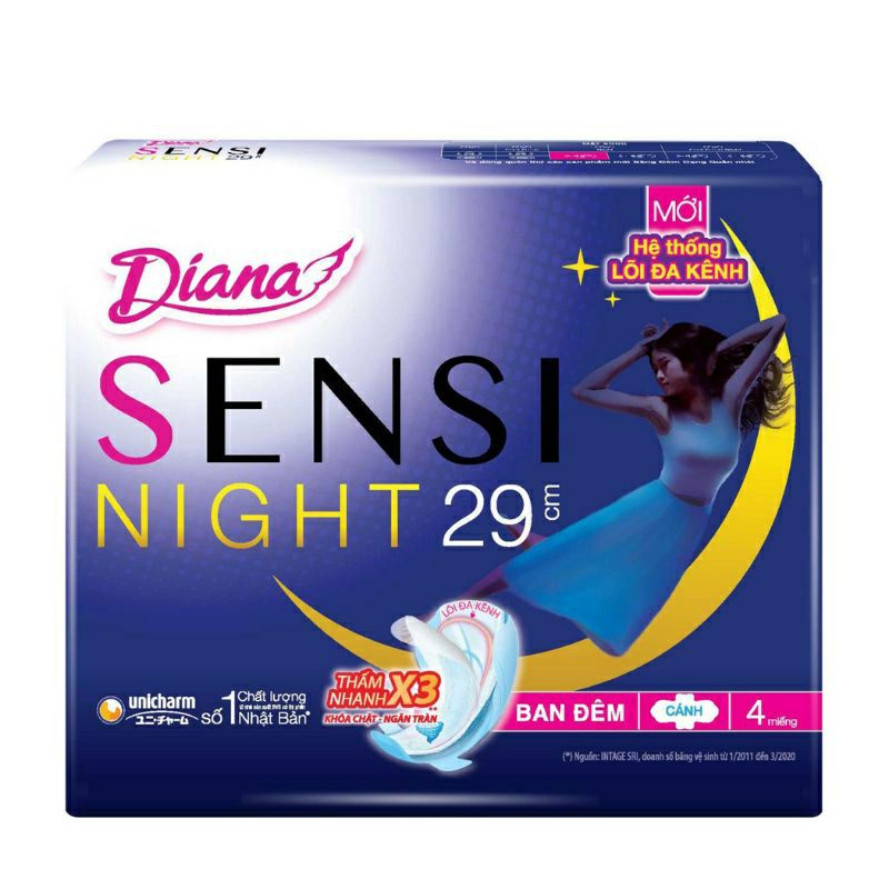 Băng vệ sinh ban đêm Diana Sensi Night 29cm