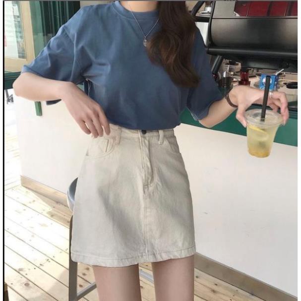 Chân váy chữ a ngắn dáng công sở trẻ trung , đẹp chân váy jean bò nữ màu đen và trắng phong cách Hàn Quốc cạp cao ⚜️