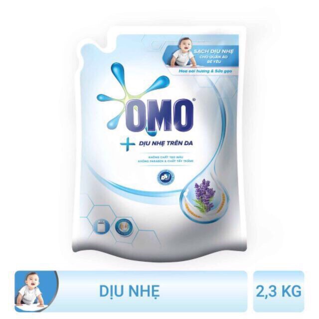 Túi Nước Giặt OMO MATIC Dịu Nhẹ Cho Da Nhạy Cảm 2,3kg Túi TRẮNG