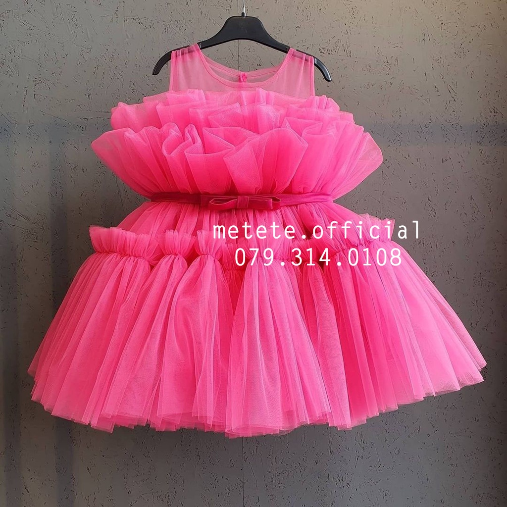 Váy đầm công chúa thiết kế cho bé gái hồng neon siêu nổi bật - Mẹ Tê Tê