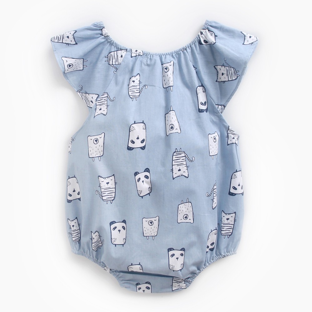 Áo Liền Quần Sanlutoz Bằng Cotton Họa Tiết Hoạt Hình Mùa Hè Cho Em Bé