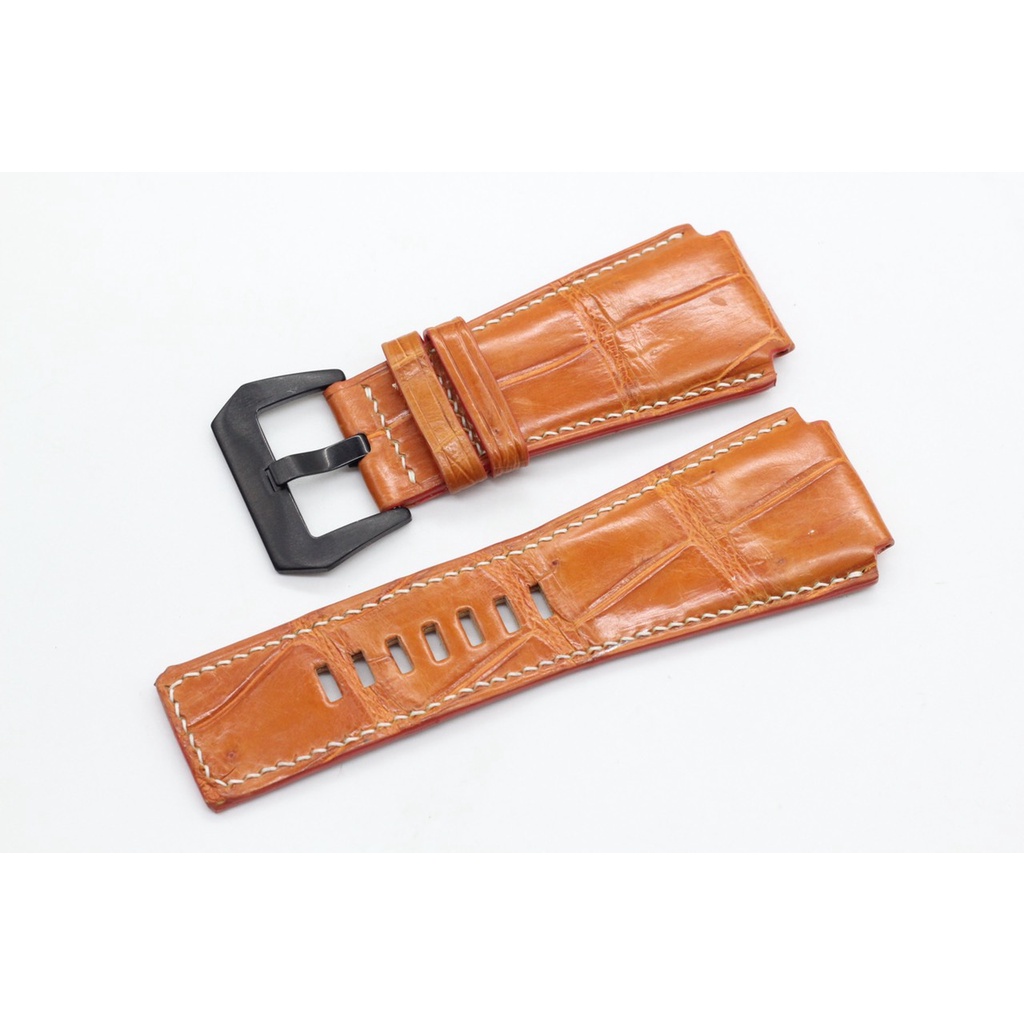 Dây Đồng Hồ Handmade Size 24mm Cá Sấu Songhan Leather WT90, Dây Da Kèm Khóa Kim.BẢO HÀNH 6 Tháng