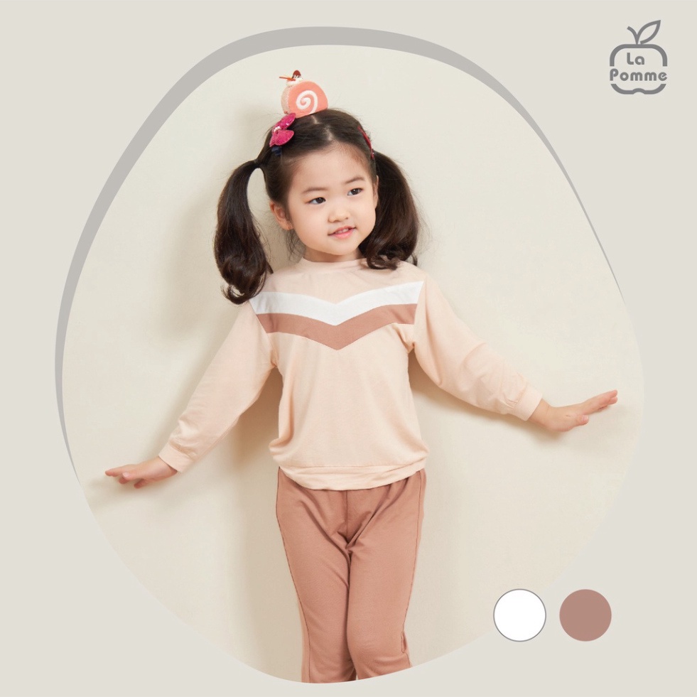 Bộ đồ dài tay La Pomme phối sọc có 2 mầu