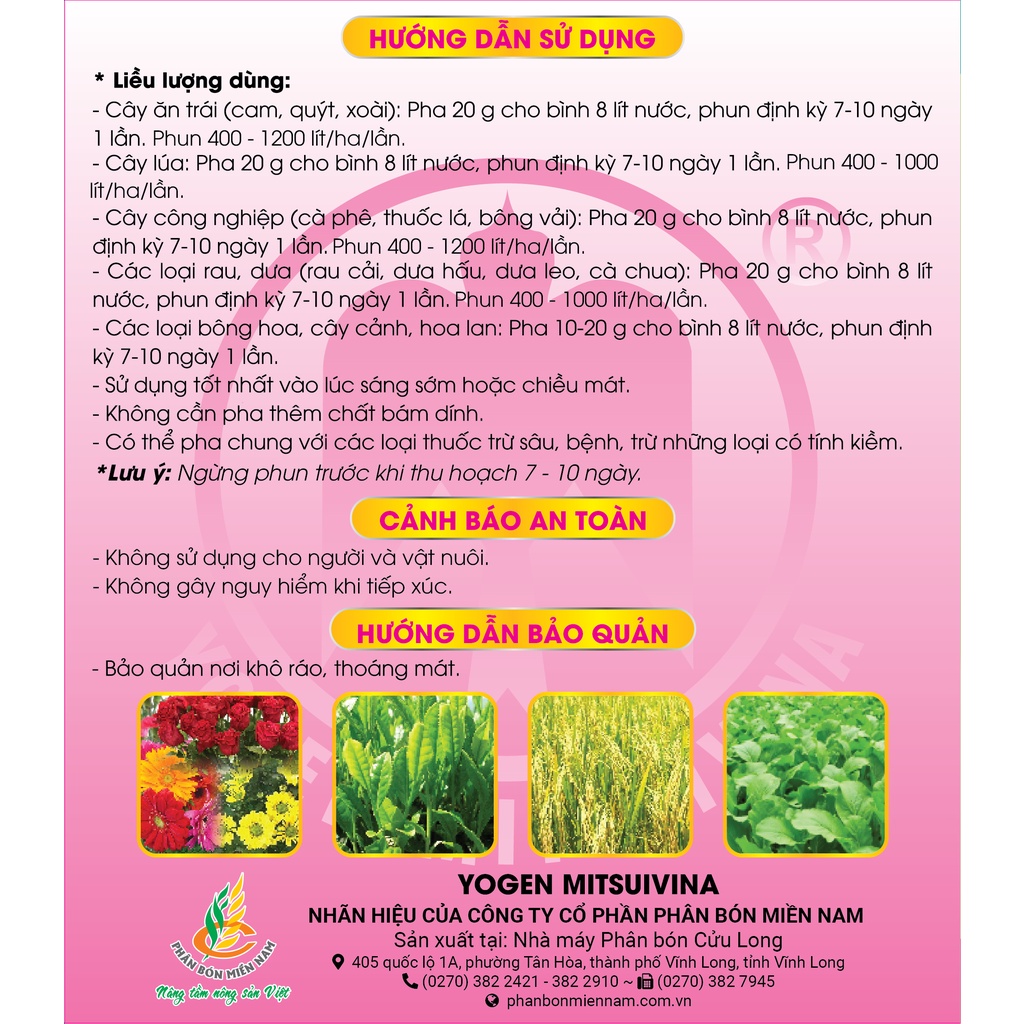 Phân bón lá Yogen No4 dưỡng nụ hoa & trái non, phát triển rễ, tán lá, quang hợp mạnh, ra hoa sớm, trái to, đẹp - 500g