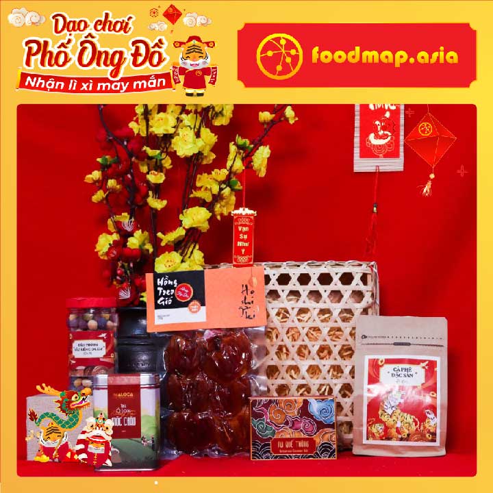 Tết An Khang 1 - Gỉo quà Tết 2022 - 9 món | Giỏ mây đan tre