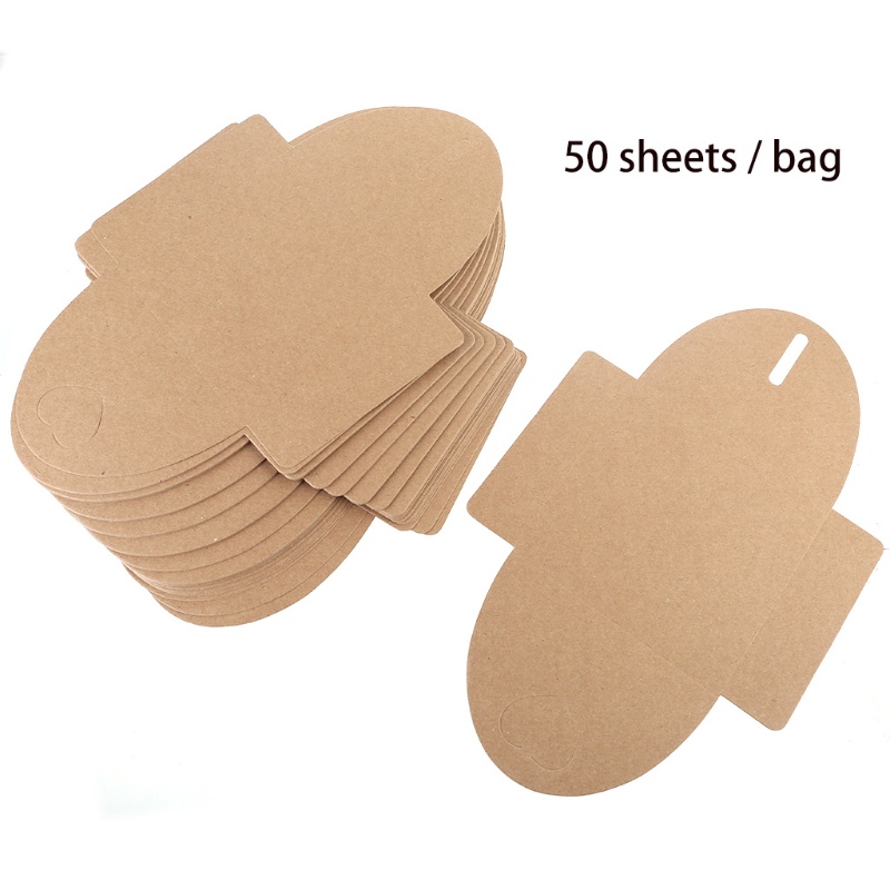 Set 50 Bao Thư Giấy Kraft Sáng Tạo Có Nút Trái Tim Đựng Đĩa Dvd