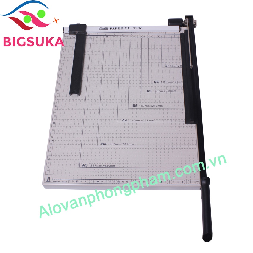 Bàn cắt giấy A4 sắt gỗ Suremark (30.4x20.5cm) có cữ chặn giấy tiện lợi BIGSUKA