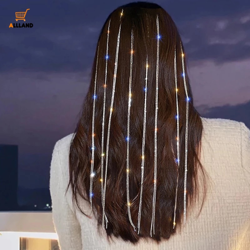 Kẹp Tóc Tàng Hình Kiểu Sợi Xích Đính Kim Cương Giả Lấp Lánh Thời Trang Mùa Hè