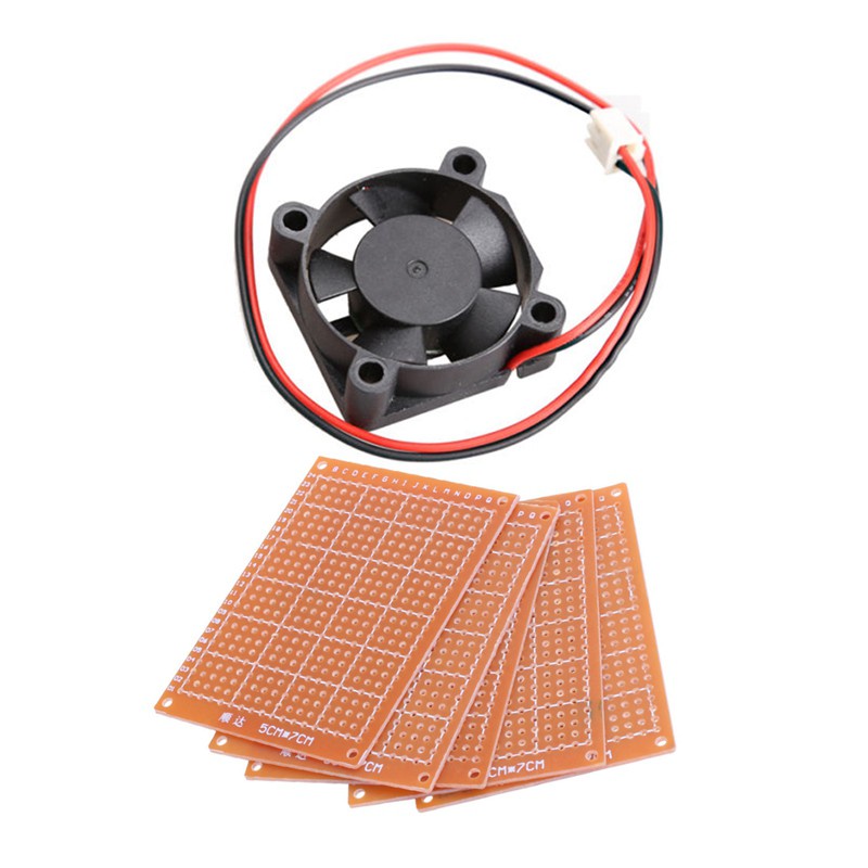 1x 3010S 12V 30x30x10mm Ultra-Small MINI DC Brushless Cooling Fan for 3D Printer & 5Pcs Copper Single-Sided Universal Circuit Board Hole Board 5 x 7cm