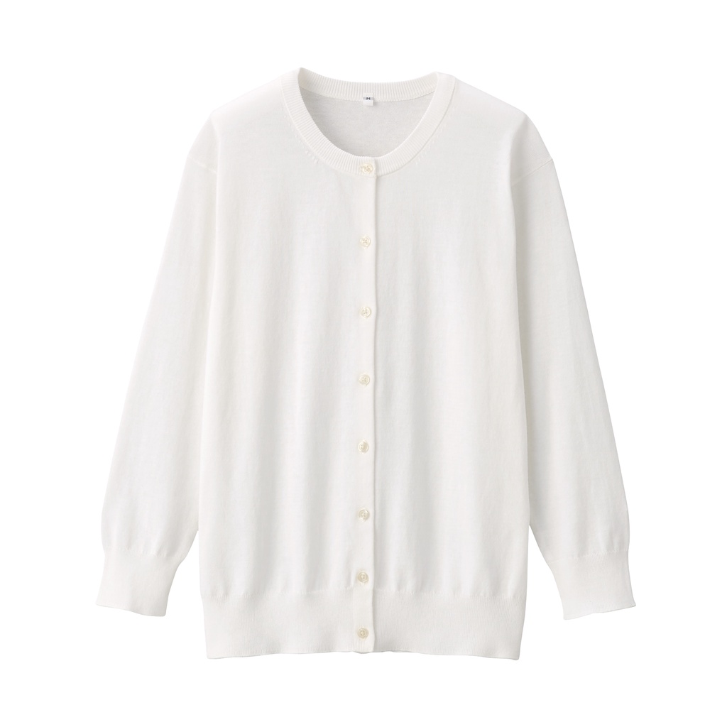 Muji Áo Khoác Cardigan Chống Uv Cổ Tròn High Twisted / Washable