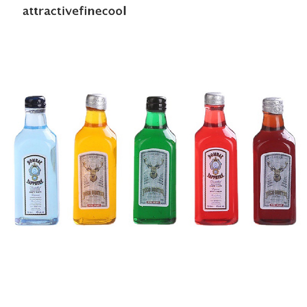 Set 5 Chai Rượu Mini Tỉ Lệ 1 / 12 Xinh Xắn Dùng Để Trang Trí Nhà Búp Bê