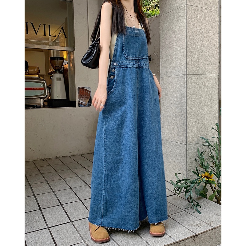 Váy yếm jean maxi lai thô - YV163
