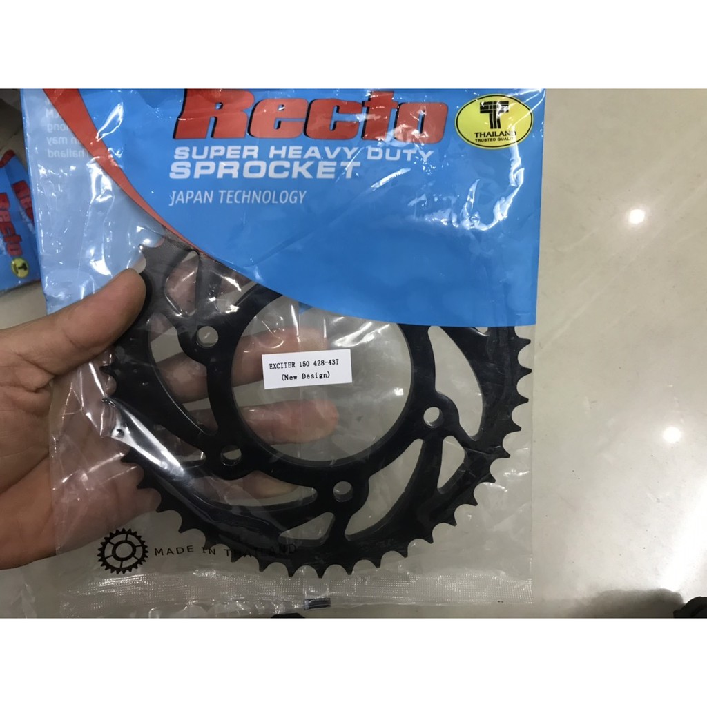 Nhông dĩa tải Recto thép hợp kim 428-43T dành cho Exciter 150 size độ
