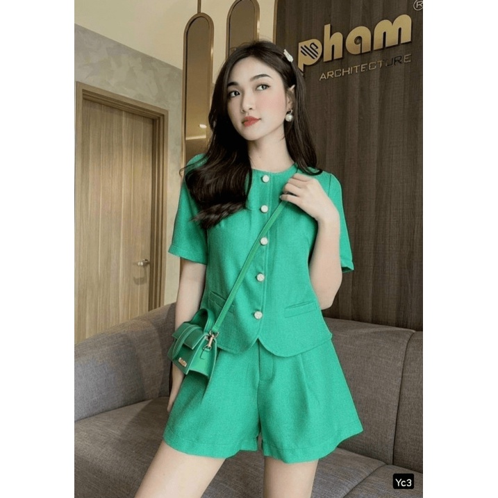 (Free ship) Mẫu Đầm Đi Dạ Hội | Sét Đùi Vải Đũi Đính Nút Ngọc Cổ Tròn Siêu Đẹp Y Hình UP VLTN Shop