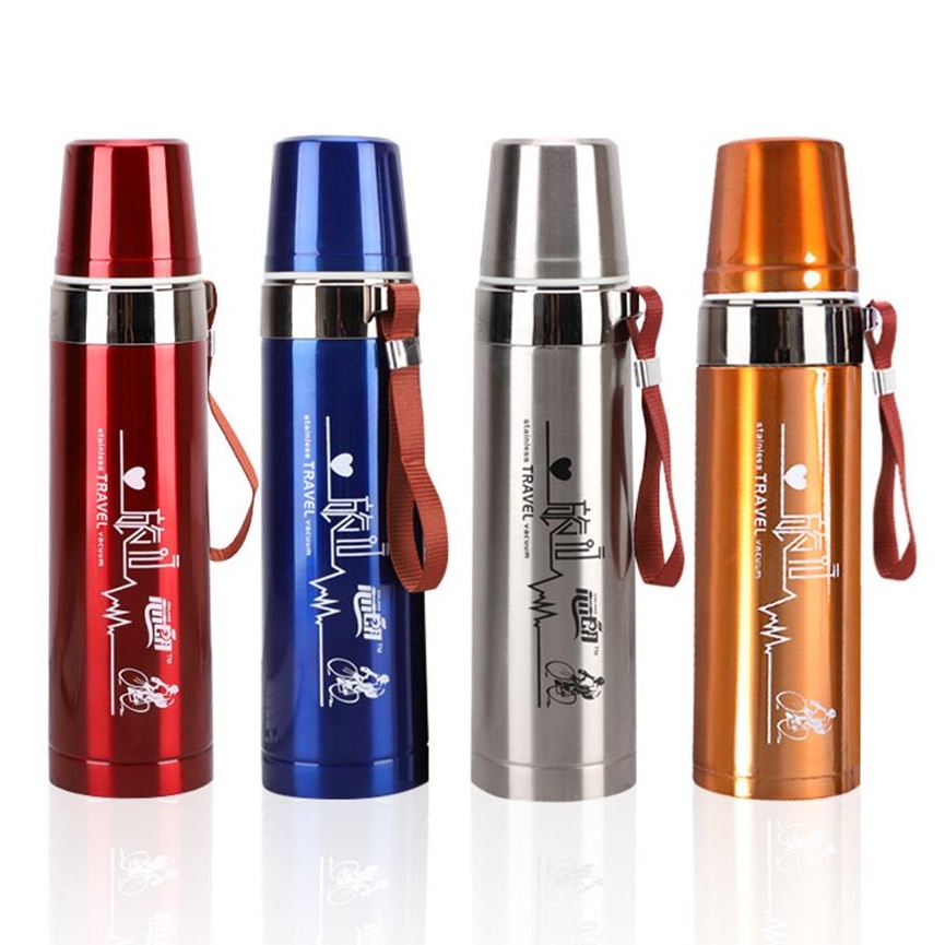 Bình nước giữ nhiệt nóng và lạnh inox 3 lớp cỡ lớn 800ml và 500ml mã 22005