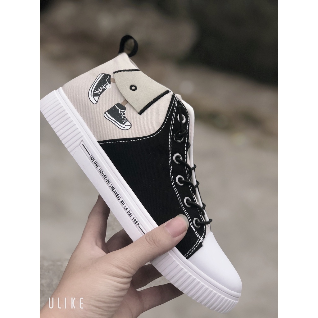 ( FREESHIP ĐƠN 99K ) Giày Thể Thao Nam Nữ Cổ Cao, Giày Sneaker PANDAA Đen Trắng, Đen Cam