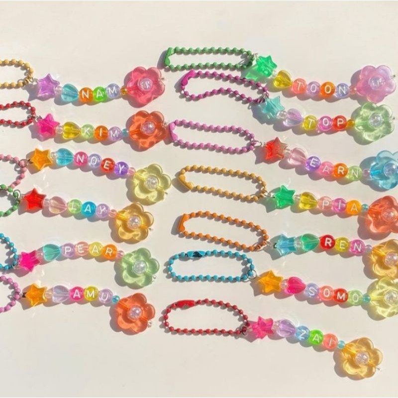 [vòng handmade] Keyring, móc khoá hạt cườm handmade rainbow làm theo yêu cầu