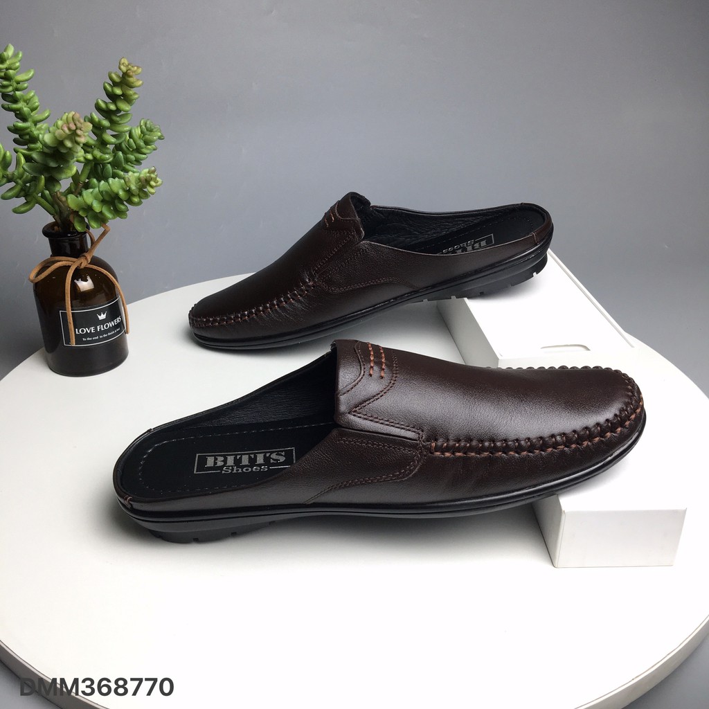 Sục nam BlTIS ❤️FREESHIP❤️ Giày sapo công sở da bò trơn khâu viền đế cao su DMM368770 | BigBuy360 - bigbuy360.vn