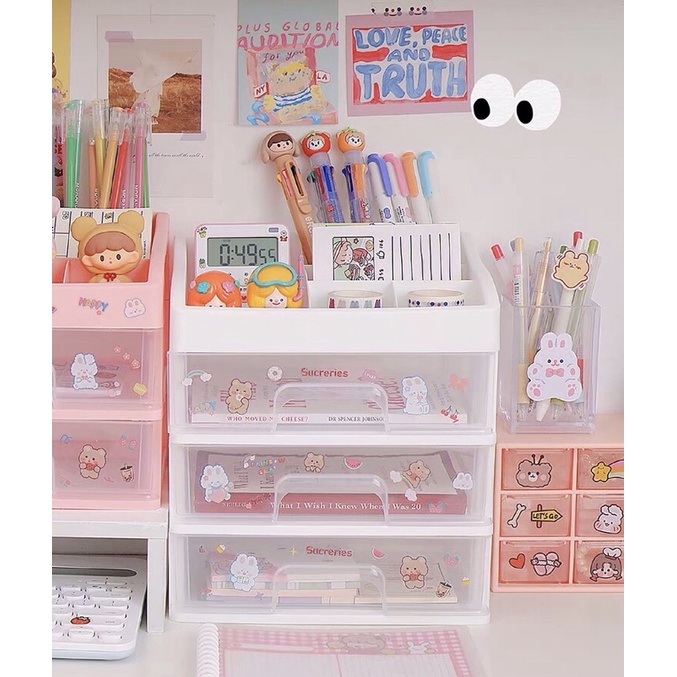 kệ/tủ nhựa đựng đồ decor bàn học/đừng đồ mĩ phẩm (không kèm sticker)-sẵn
