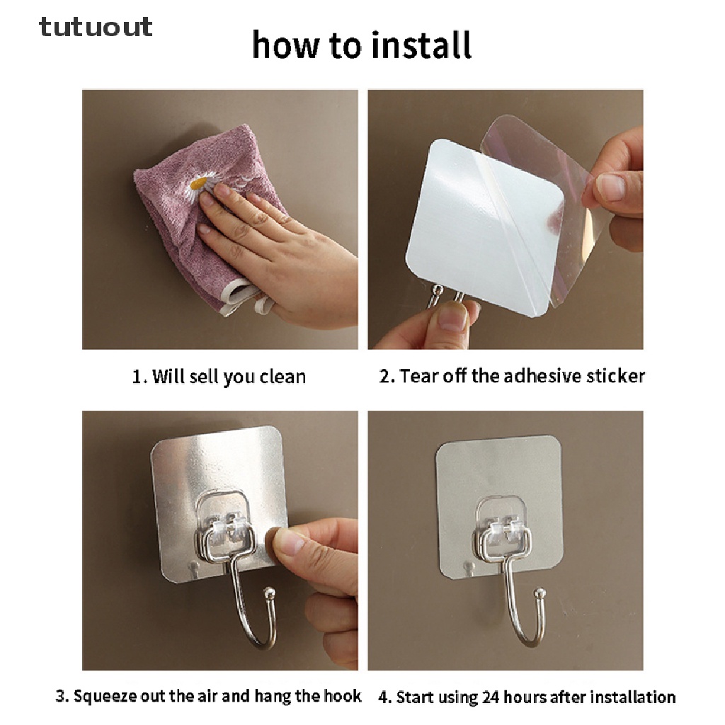 Bộ 5 Móc Treo Đồ Dán Tường Bằng Thép Không Gỉ Chống Trượt