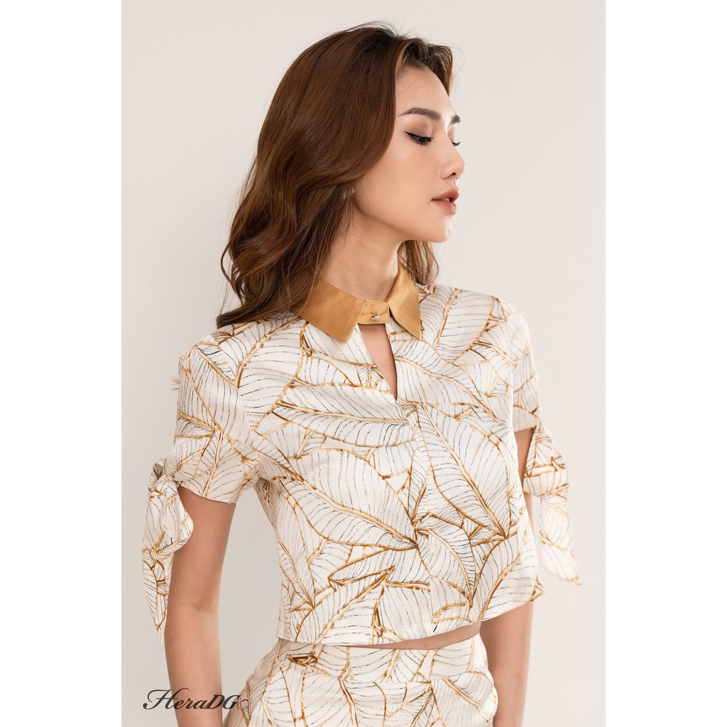 Áo Croptop Tay Nơ Nữ Họa Tiết Trẻ Trung, Năng Động HeraDG STBB3007A