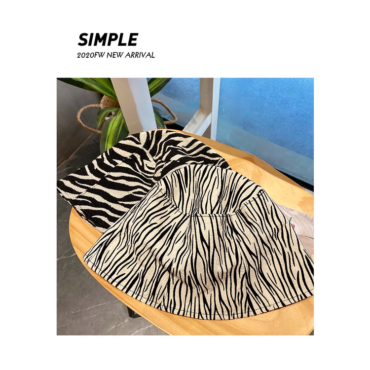 Nón Vành Rộng In Họa Tiết Ngựa Vằn Phong Cách Đường Phố Thời Trang Xuân Thu Cho Nữ